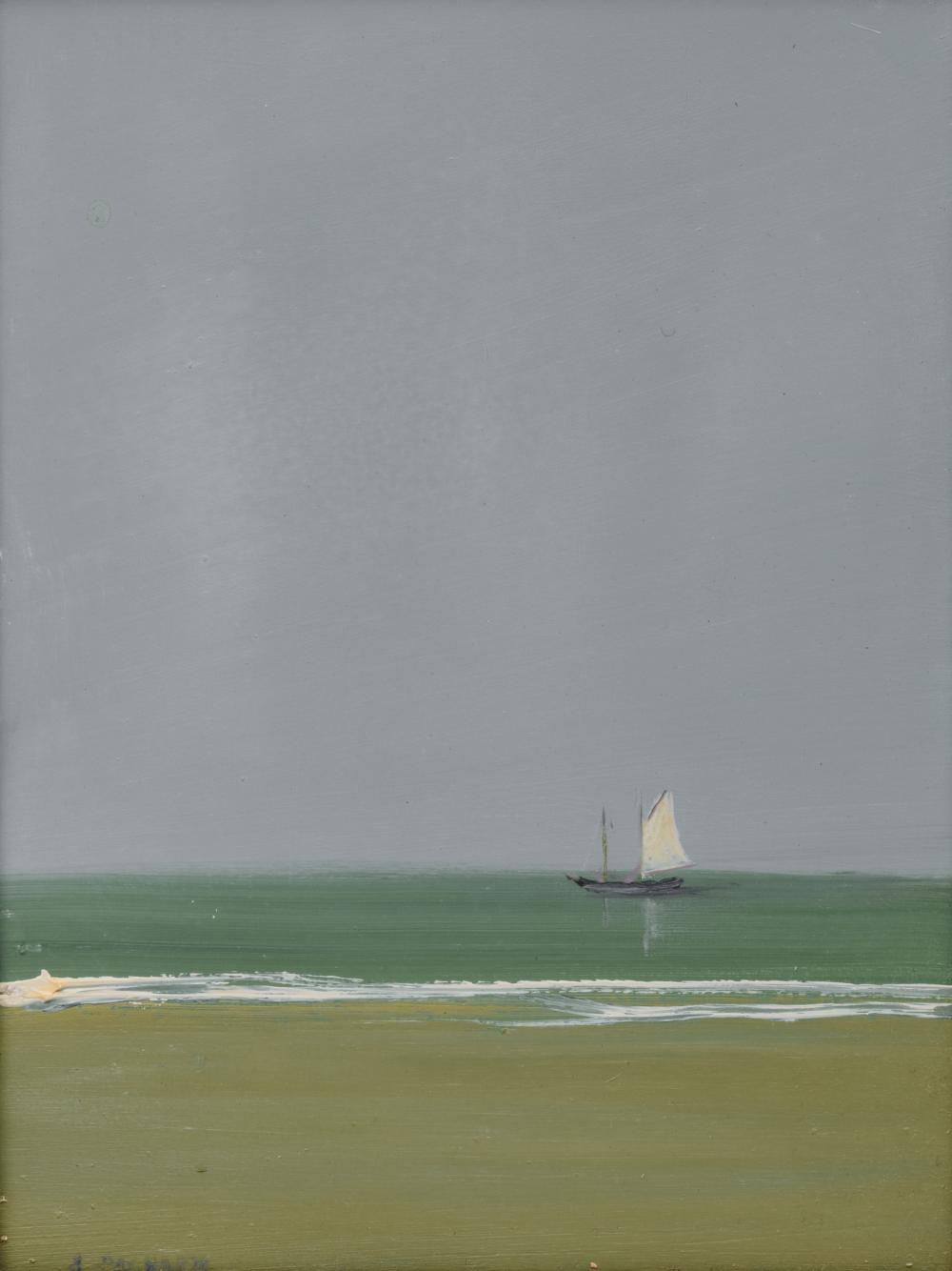 Appraisal: ANNE PACKARD American b Untitled Ship Off Shore oil on