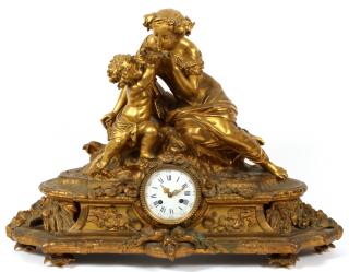 Appraisal: FRENCH BRONZE MANTLE CLOCK TH C FRENCH BRONZE MANTLE CLOCK