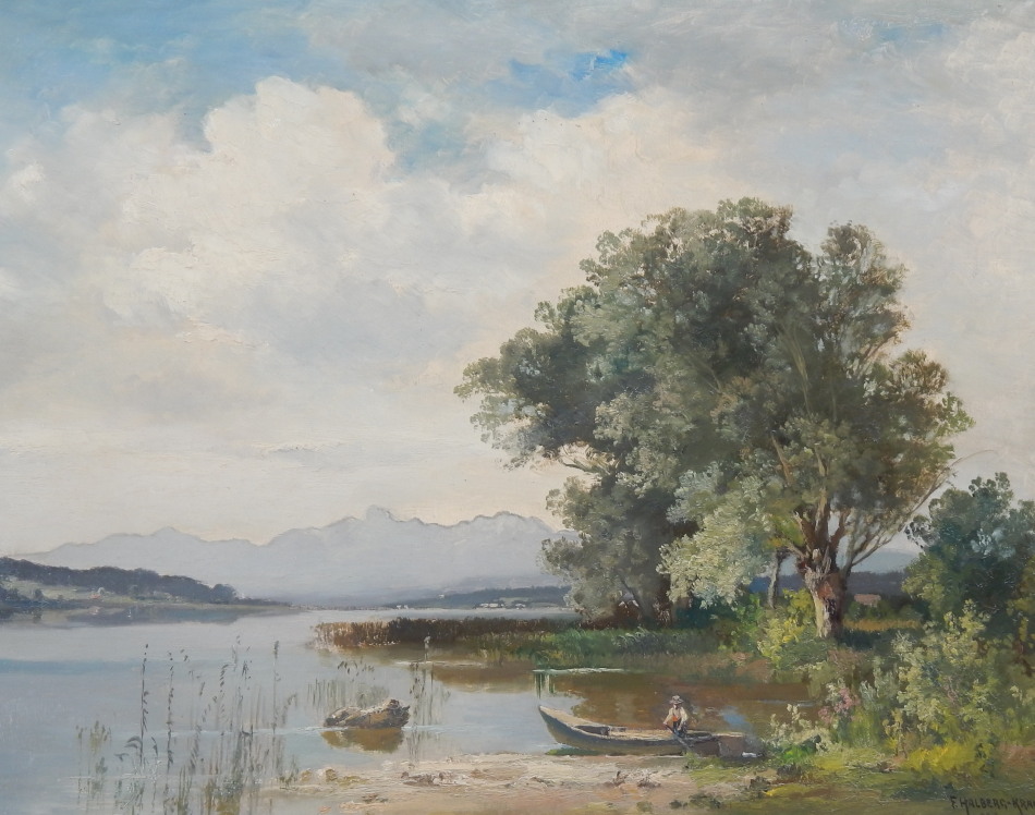 Appraisal: Fritz Halberg-Krauss - A lake scene oil on canvas signed