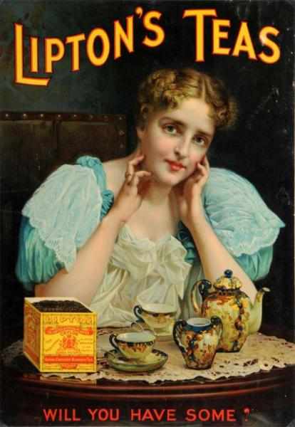 Appraisal: Early Paper Lipton's Teas Sign Description Late s Beautiful image