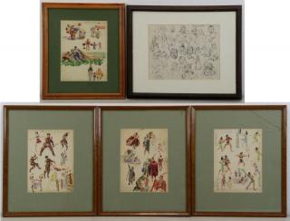 Appraisal: GASSER Henry Lot of Theatrical Figure Studies Circus watercolor Macbeth