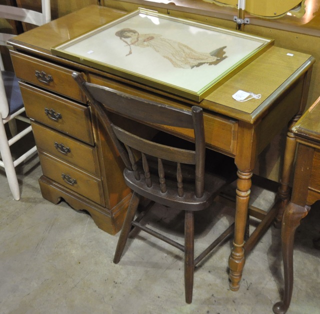 Appraisal: Maple Writing Desk TableDesk with four drawers x x Table