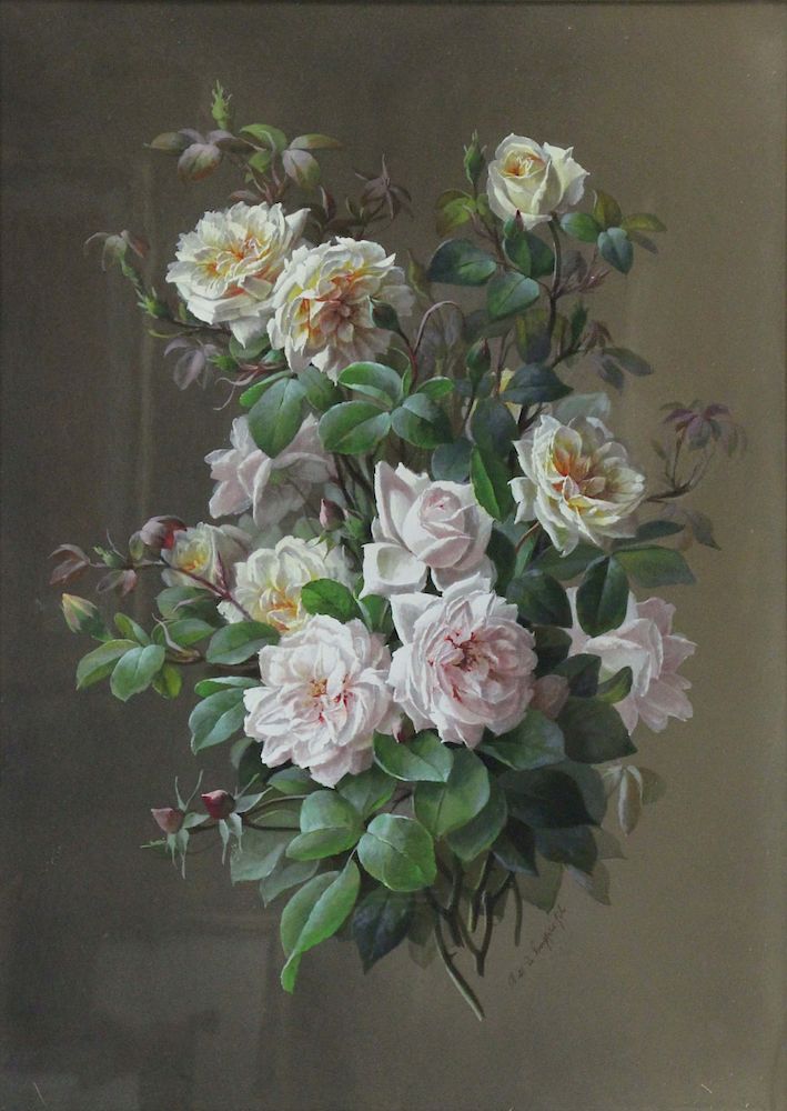 Appraisal: RAOUL DE LONGPRE FRENCH - Watercolor Gouache on Paper Floral