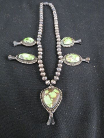 Appraisal: Indian Squash Blossom Necklace sea foam green turquoise and sterling