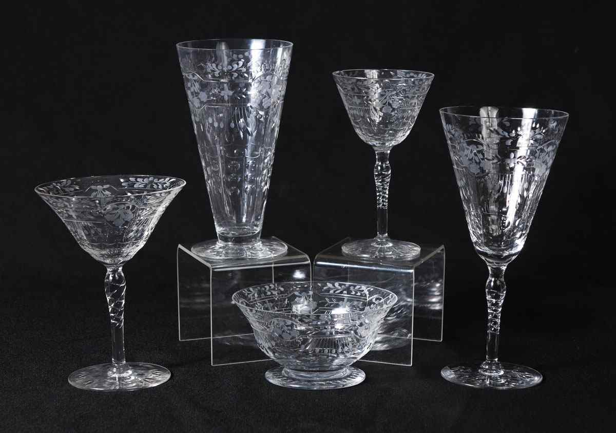 Appraisal: FINE CUT CRYSTAL SUITE In the manner of Hawkes and