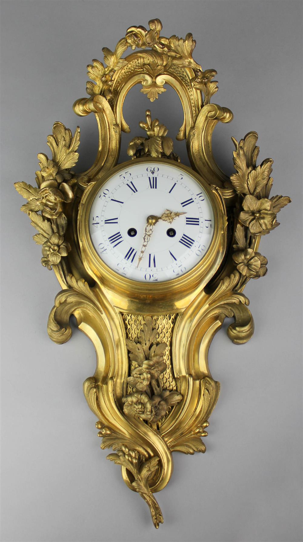 Appraisal: LOUIS XV STYLE GILT BRONZE CARTEL CLOCK FOR TIFFANY CO