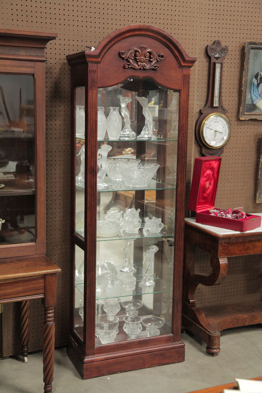 Appraisal: DISPLAY CASE Mahogany having an arched top carved and applied