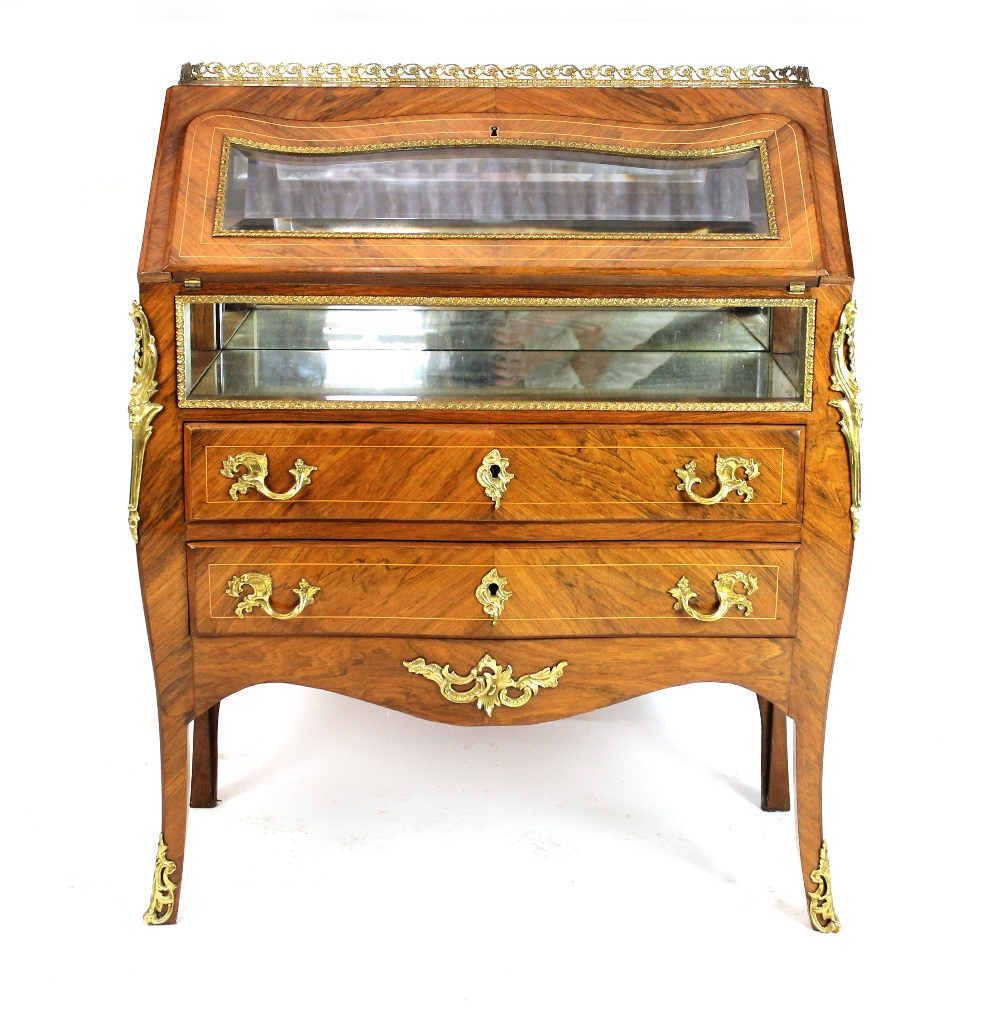 Appraisal: A Louis XVI style gilt metal mounted bureau vitrine the