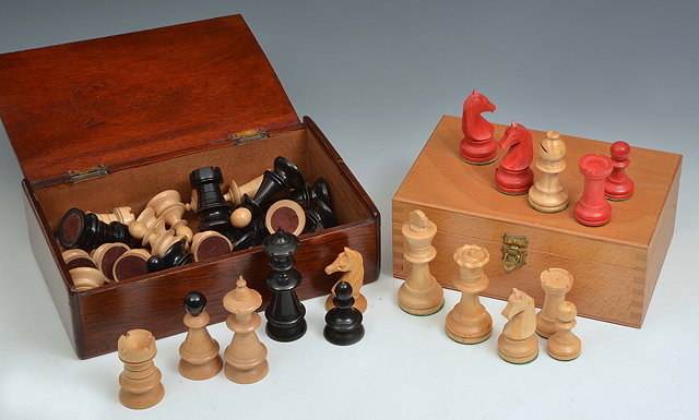 Appraisal: A MID TO LATE TH CENTURY TURNED POSSSIBLY SYCAMORE CHESS