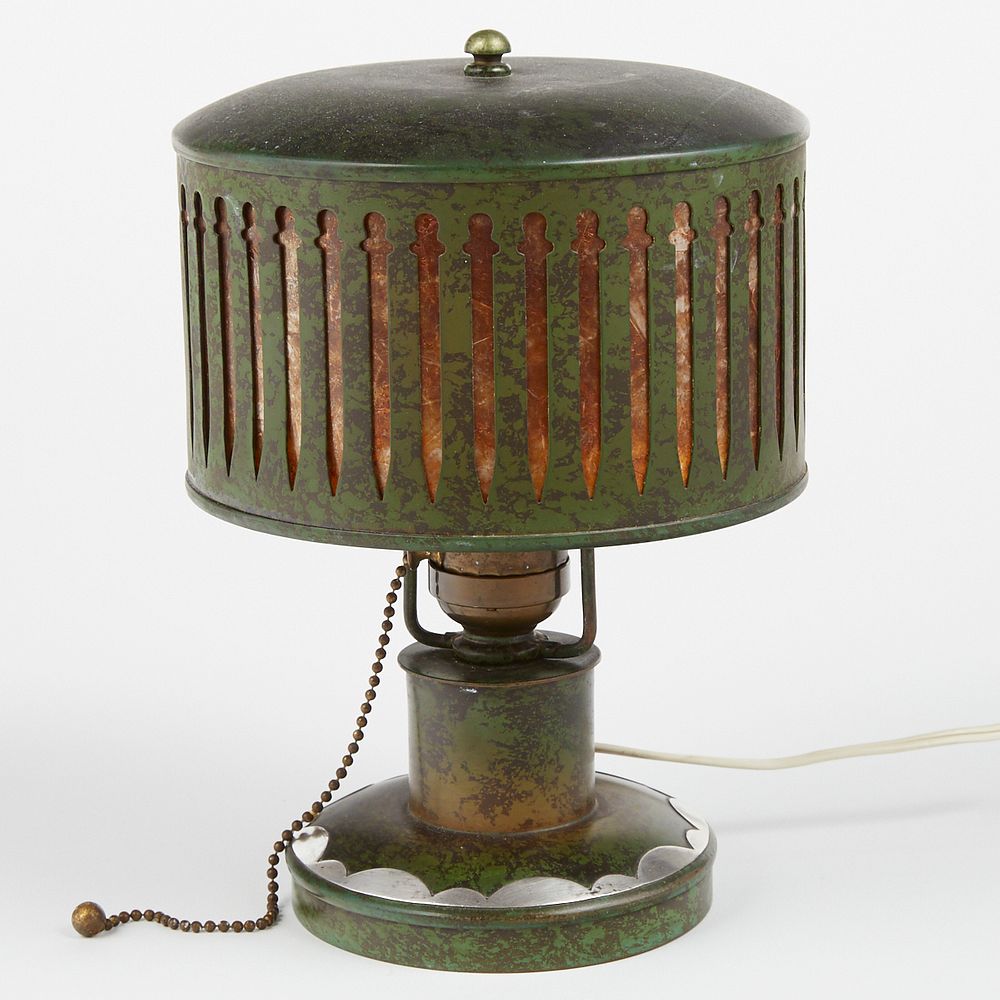 Appraisal: Heintz Art Metal Shop Sterling Bronze Mica Table Lamp Heintz