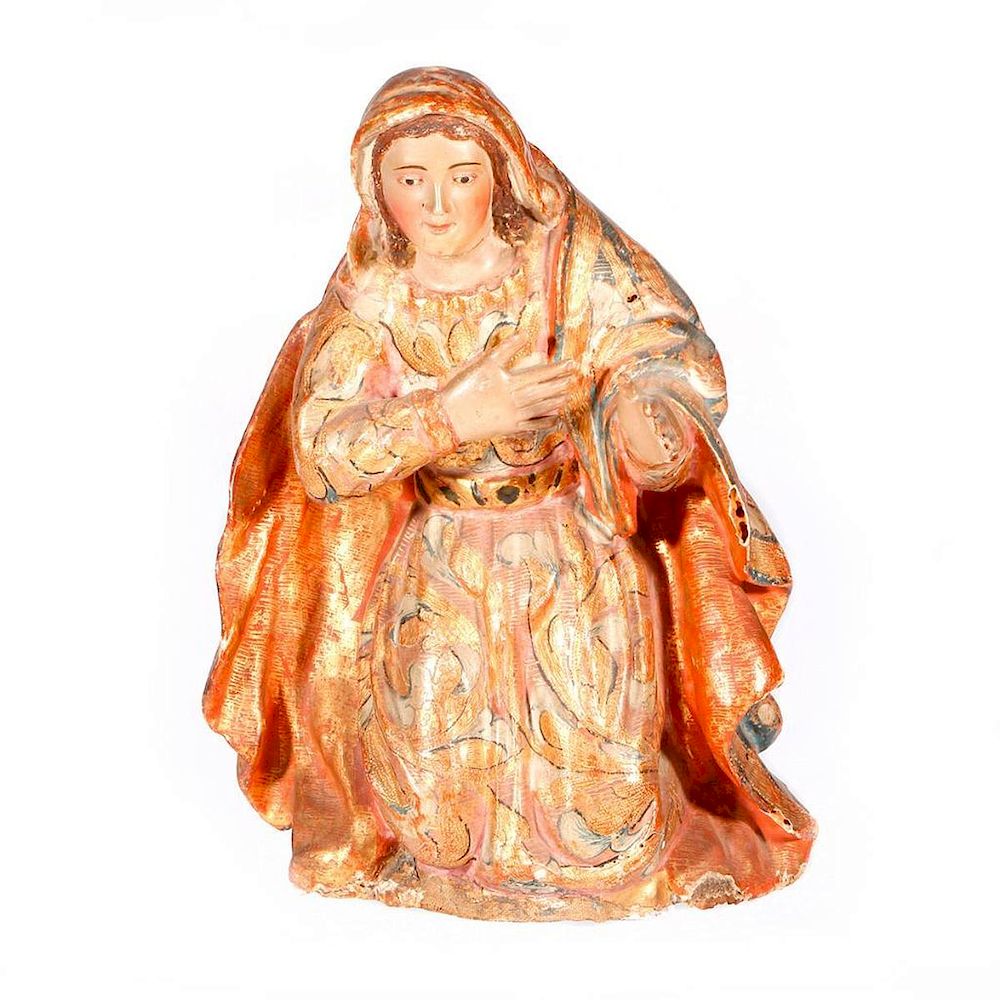 Appraisal: Spanish Colonial carved figure of a female saint c th