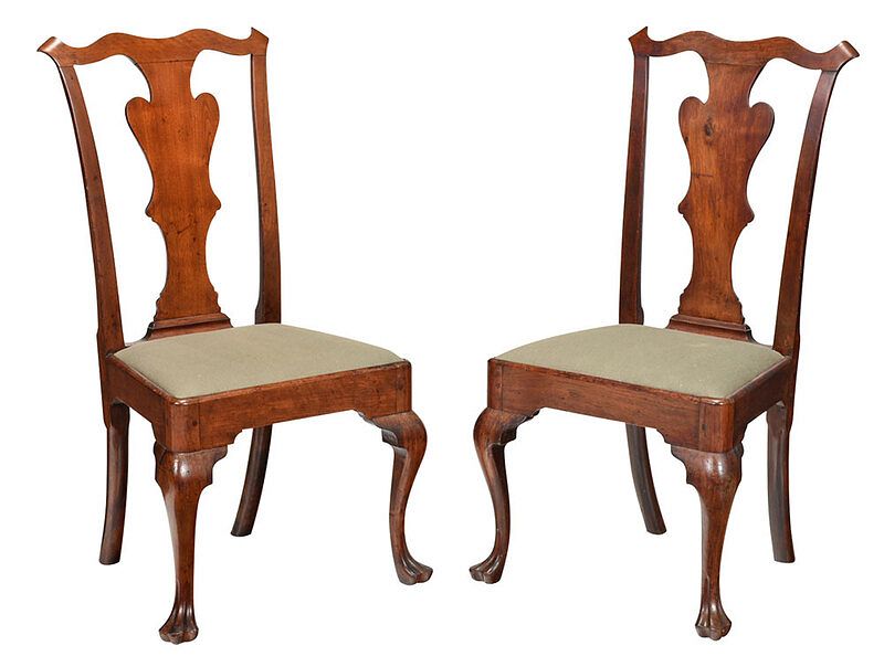 Appraisal: Pair Philadelphia Chippendale Walnut Side Chairs Savery School th century