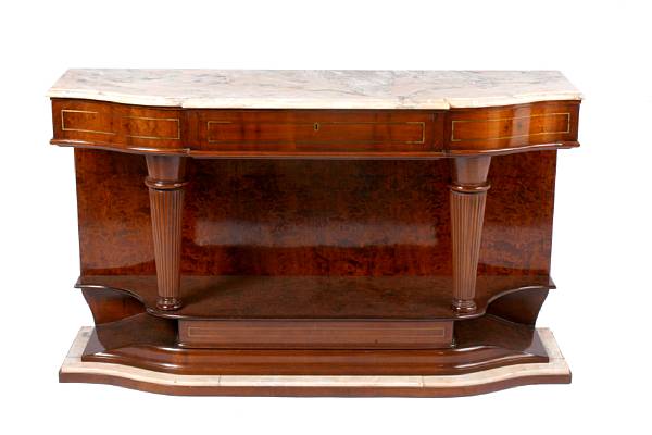 Appraisal: An Art Deco inlaid walnut console table height in width