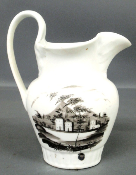 Appraisal: - Tucker porcelain pitcher c with sepia landscape vignettes h