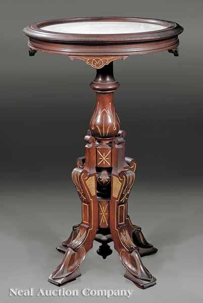 Appraisal: An American Neo-Grec Carved and Gilt-Incised Walnut Fern Stand c