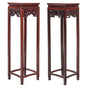 Appraisal: A Pair of Chinese Hongmu Side Stands TH CENTURY each