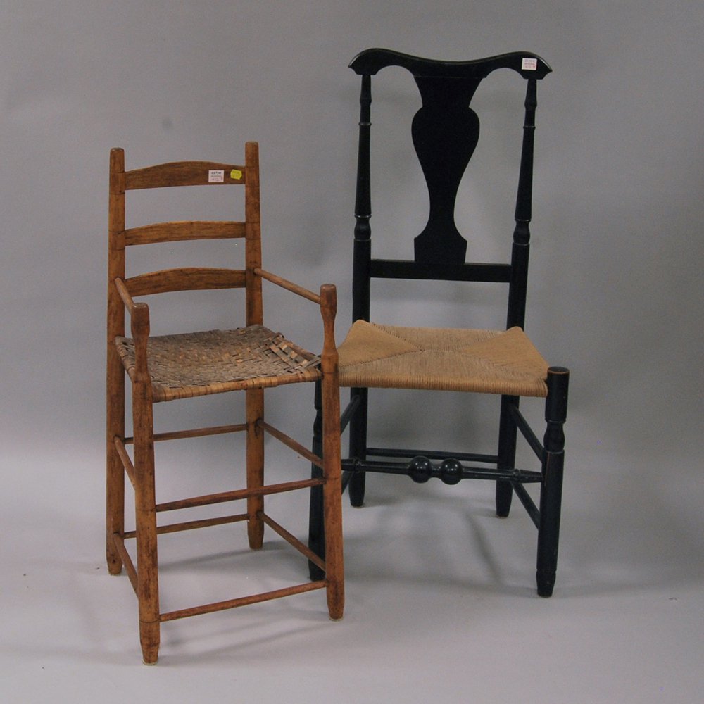 Appraisal: Maple and Ash Ladder-back High Chair and a Black-painted Country