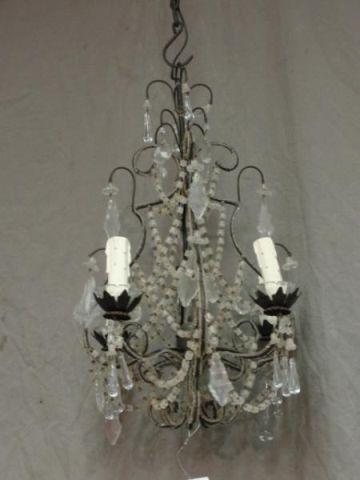 Appraisal: Metal Beaded Crystal Chandelier From a Pleasantville NY storage unit