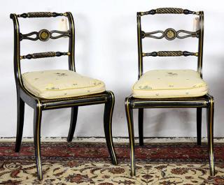 Appraisal: Pair of Regency ebonized and partial gilt side chairs circa