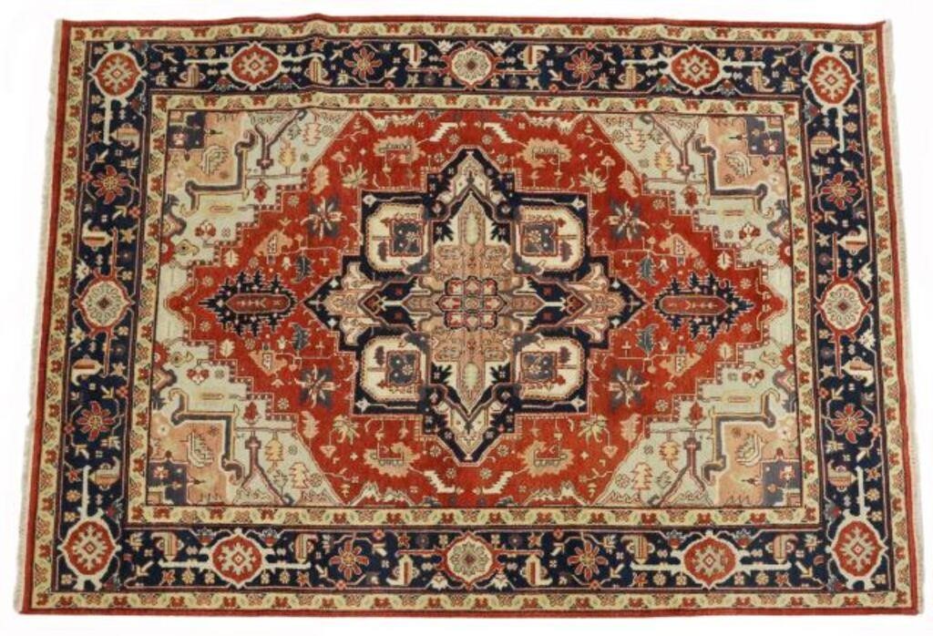 Appraisal: Hand-tied Heriz rug approx ' l ' w