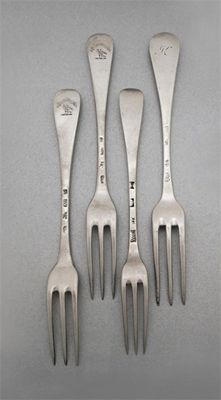 Appraisal: Four assorted George II Scottish three-prong dessert forks various makers