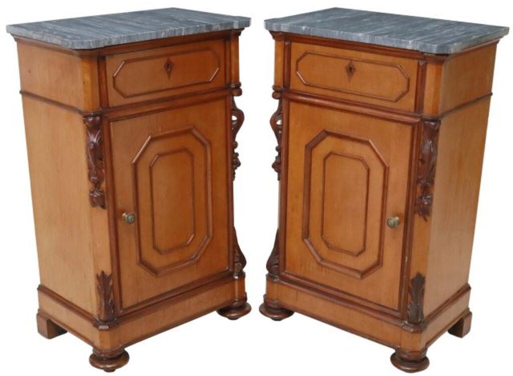 Appraisal: pair Italian birdseye maple bedside cabinets late th c having