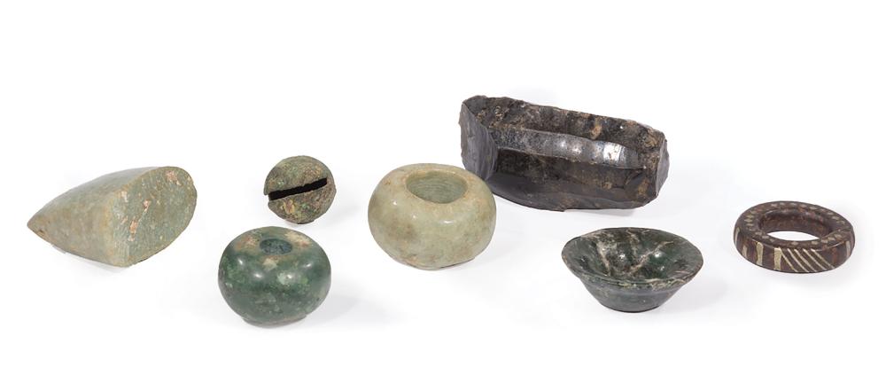 Appraisal: Seven Small Pre-Columbian Items before A D incl two jade