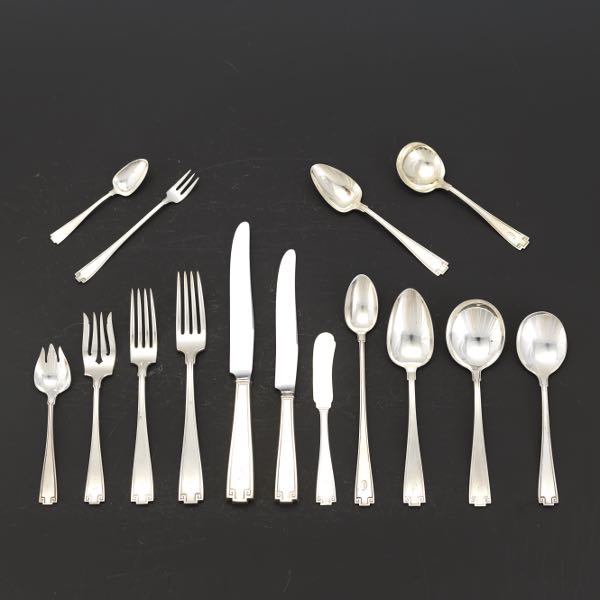 Appraisal: GORHAM STERLING SILVER FLATWARE SERVICE FOR TWELVE ETRUSCAN PATTERN Totaling