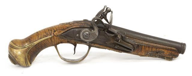 Appraisal: French flintlock pistol early th c about caliber round barrel