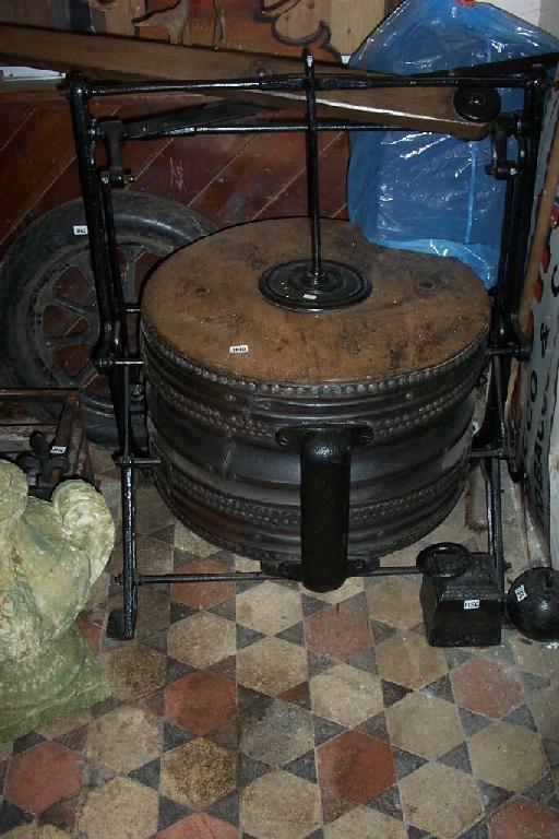 Appraisal: A set of Victorian forge bellows on cast iron frame