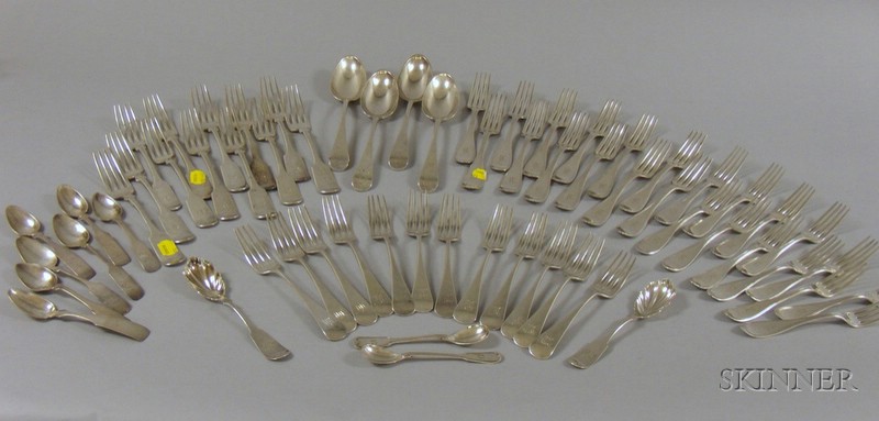 Appraisal: Group of Silver Flatware and a Set of Ivory-Handled Knives