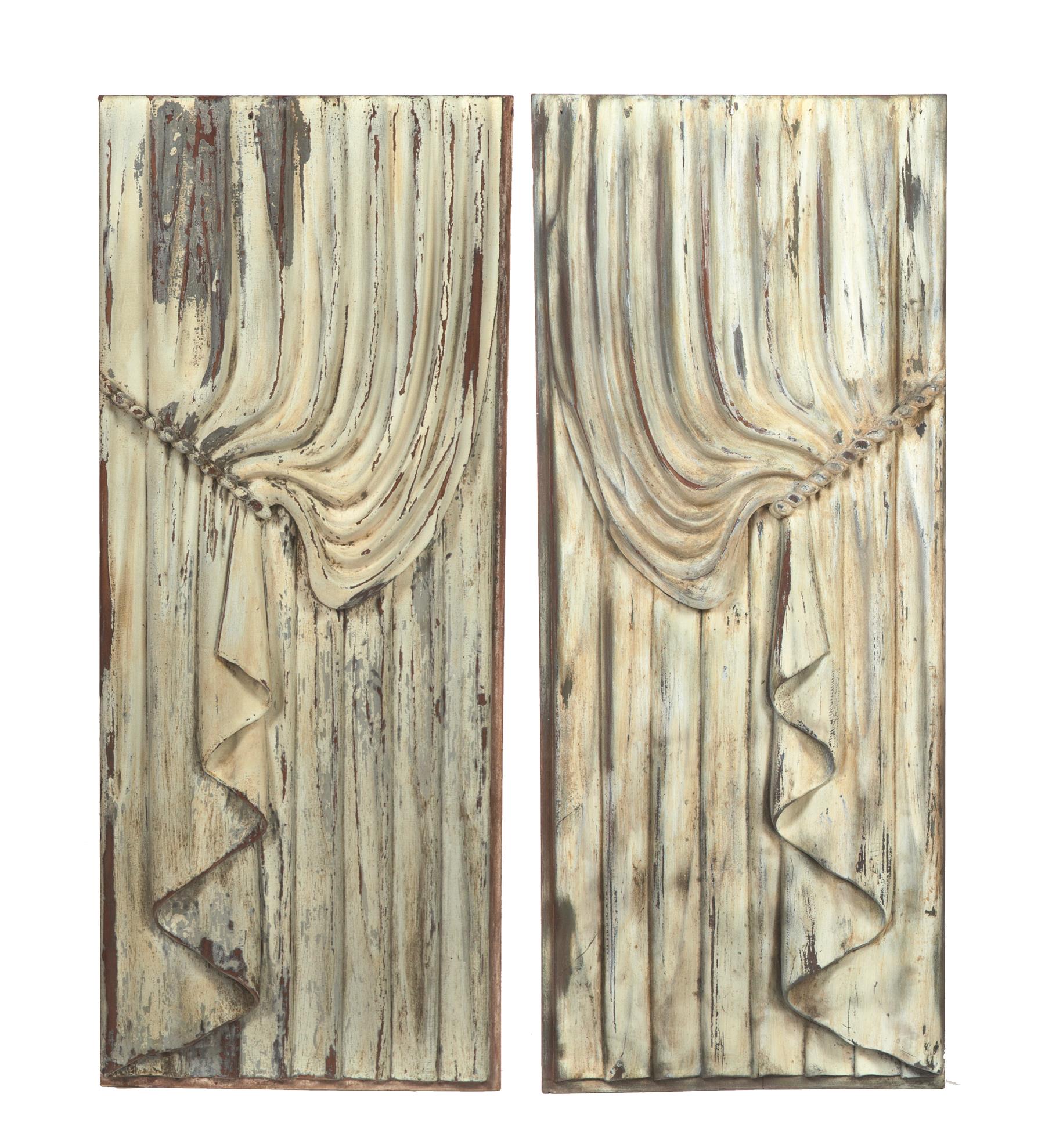 Appraisal: PAIR OF CARVED PANELS FROM A HORSE-DRAWN HEARSE American late