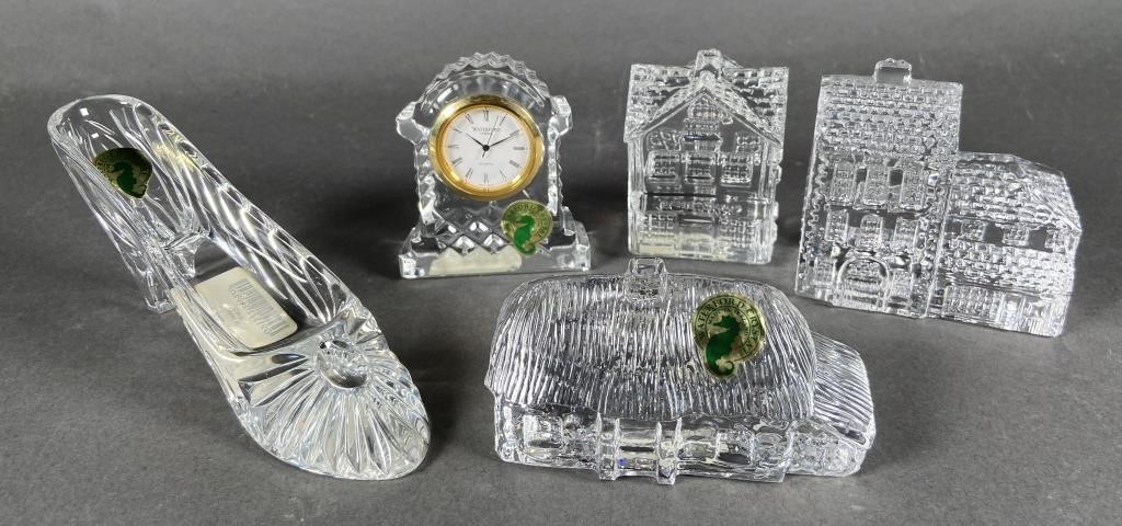 Appraisal: Five pieces of Waterford crystal with Waterford stickers intact Three