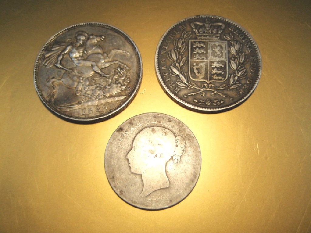 Appraisal: Two Victorian Crowns and and a further half crown