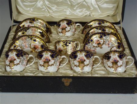 Appraisal: A cased Royal Crown Derby coffee set decorated in the