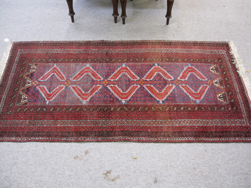 Appraisal: Eastern rug with red ground