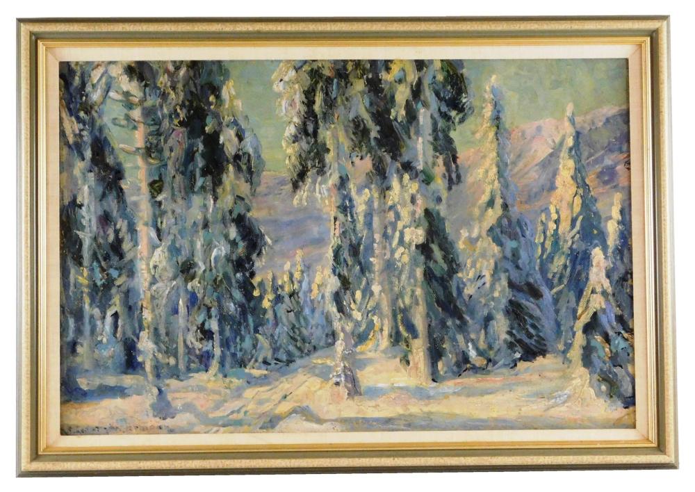 Appraisal: Deep snow winter landscape signed R Leder Schnermann lower left