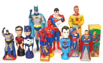 Appraisal: Group of Superhero collectiblesComprising Hamilton Gifts Superman and Batman figures