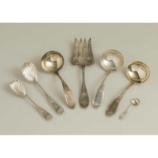 Appraisal: Silver Serving Pieces Waterlily Pattern Seven Vanderslice silver serving pieces