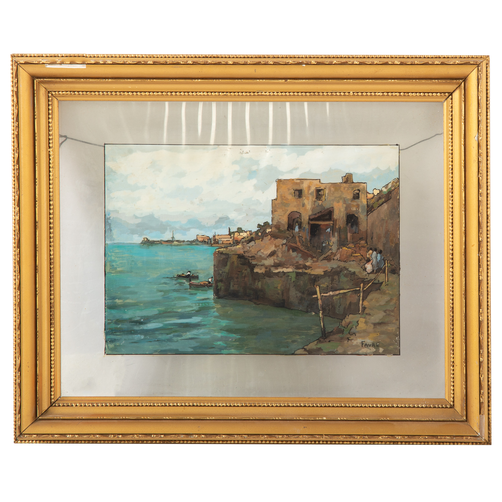 Appraisal: FAURE SEASCAPE DOUBLE SIDED TEMPERA French Italian th century Double