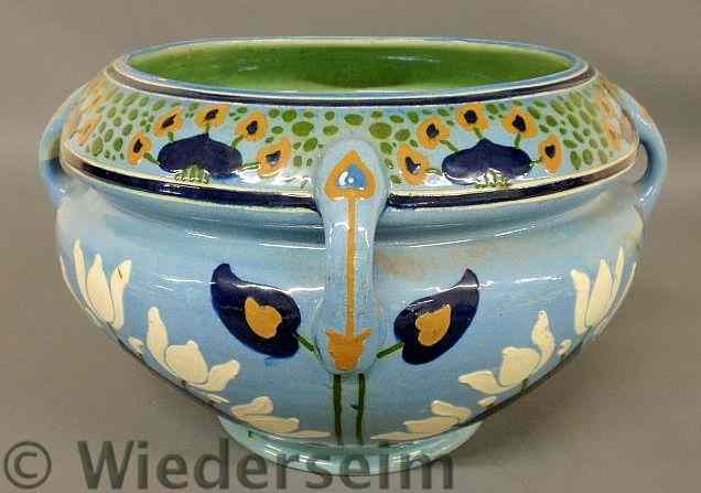 Appraisal: Large blue jardini re th c with floral decoration the