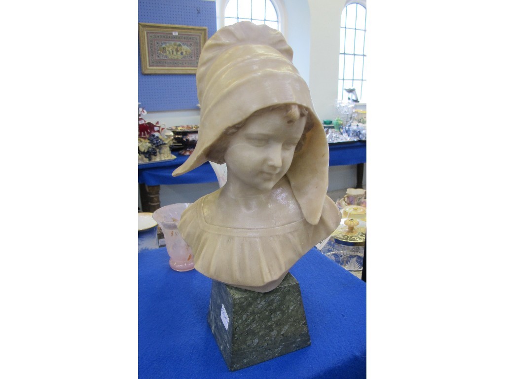 Appraisal: Alabaster bust of a girl