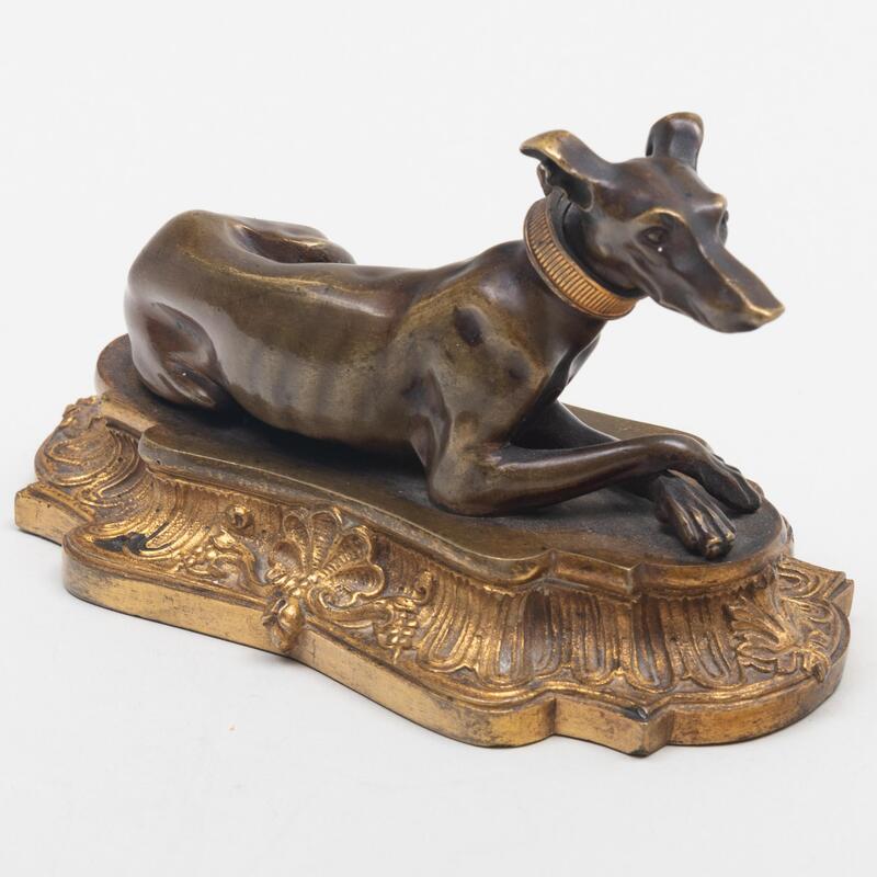 Appraisal: Victorian Gilt and Patinated-Bronze Model of a Whippet on a