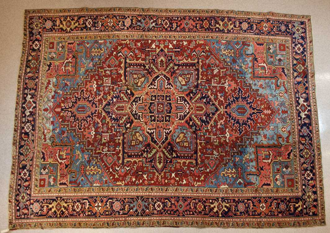 Appraisal: SEMI-ANTIQUE PERSIAN HERIZ CARPET East Azerbaijan province northwest Iran central