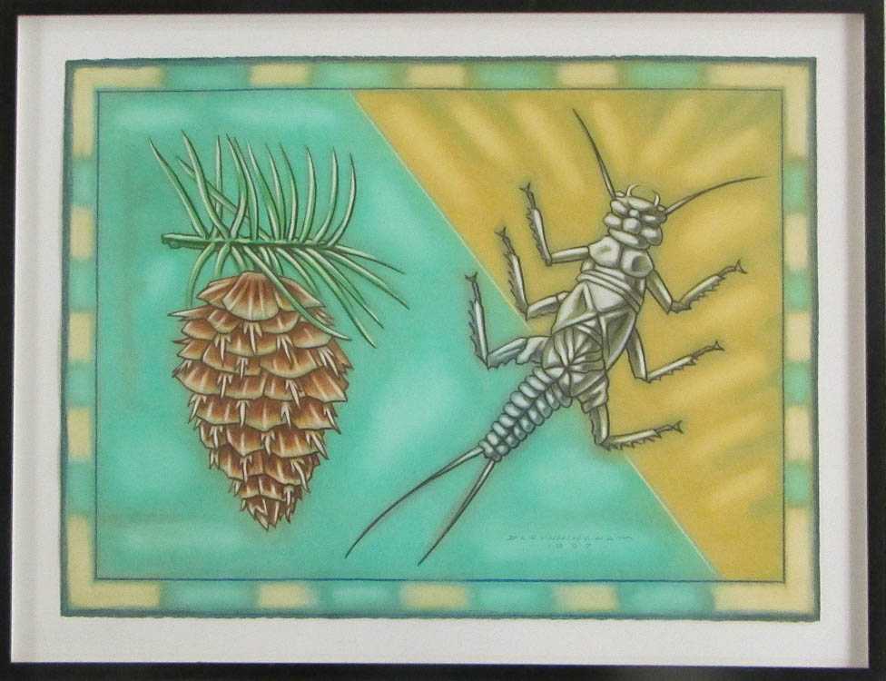 Appraisal: DENNIS CUNNINGHAM PASTEL ON PAPER Oregon st century Stonefly nymph