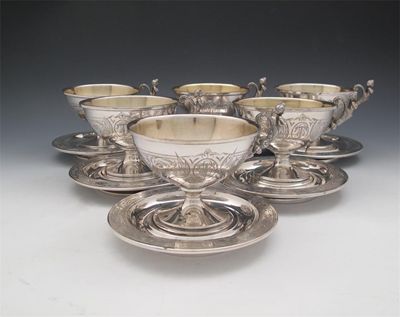 Appraisal: A set of six Austro-Hungarian silver ice cream sundae dishes