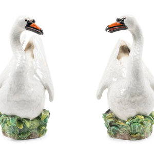 Appraisal: A Pair of Meissen Porcelain Swan Figures th Century each