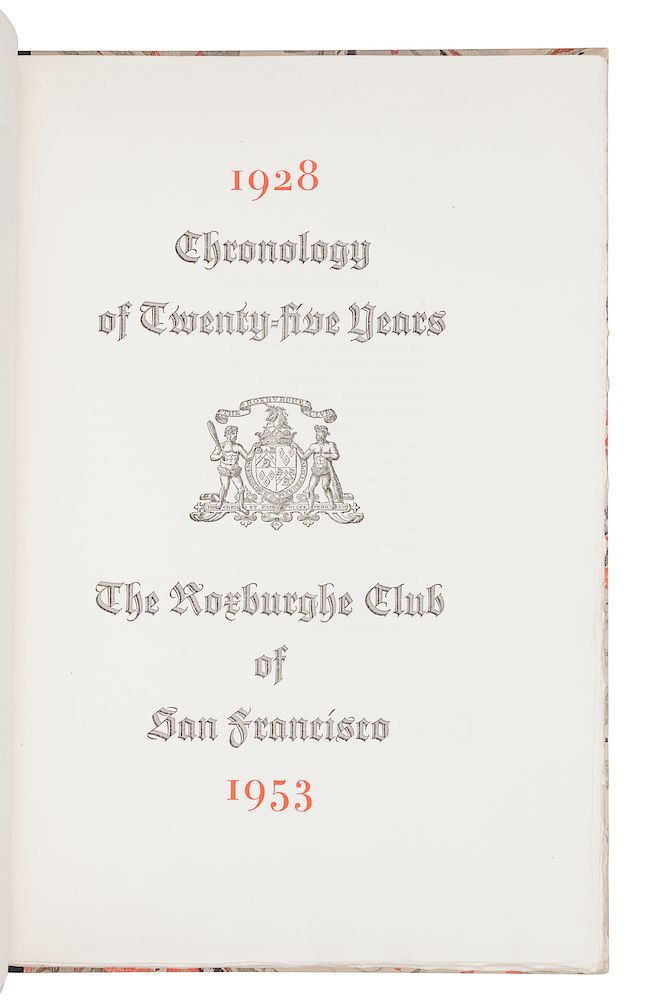 Appraisal: GRABHORN PRINTING Chronology of Twenty-Five Years The Roxburghe Club of