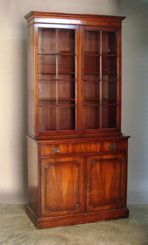 Appraisal: Georgian style mahogany bookcase by F G Furniture Boston h