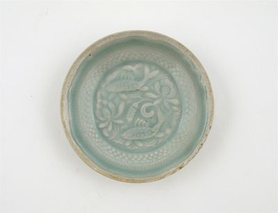 Appraisal: A Chinese Qingbai small stoneware dish modelled with two scaly